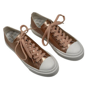 Stuart Weitzman 25mm Ollie Platform Metallic Canvas Sneaker Womens 7.5B New $275